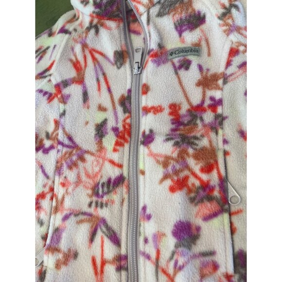 Columbia Toddler Girls Floral Fleece Jacket Full-Zip Size 3T Pink Purple Red War - Picture 2 of 6